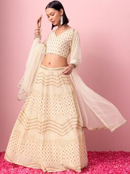 Indya - Ivory Solid Mesh Dupatta
