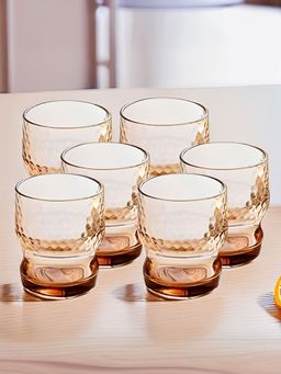 The Better Home - Whiskey Glass Pack of 6 Amber, 300ml