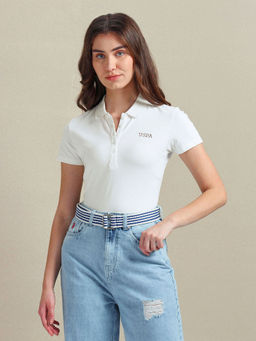 U.S. POLO ASSN. - Rice Stitch Logo White Polo T-Shirt