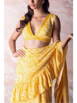 Vama Asher - Yellow Embroidered Stitched Blouse