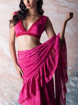 Vama Asher - Pink Embroidered Stitched Blouse