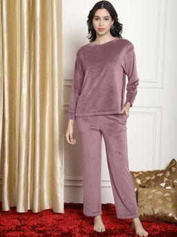Aerowarm - Mauve Winter Velvet Night Suits (Set of 2)