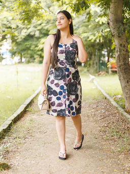 Laado - Woman Pure Cotton Floral Dress with Lace Details