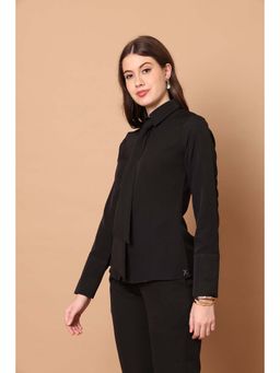 Exude - Black Feminine Touch Tie Shirt