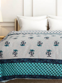 India Circus by Krsnaa Mehta - Vintage Charm Quilted Bed Cover Set Navy Blue