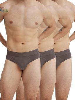 B'There - Men Grey Modal Solid Brief (Pack of 3)