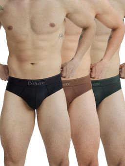 B'There - Men Multi-Color Modal Solid Brief (Pack of 3)