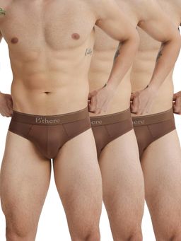 B'There - Men Brown Modal Solid Brief (Pack of 3)