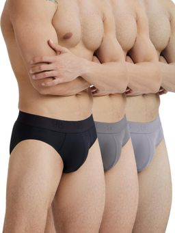 B'There - Men Multi-Color Polyamide Solid Brief (Pack of 3)