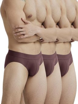 B'There - Men Burgundy Polyamide Solid Brief (Pack of 3)