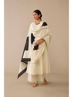 AMPM - Dilkhush Ivory Anarkali Kurta with Palazzo and Dupatta