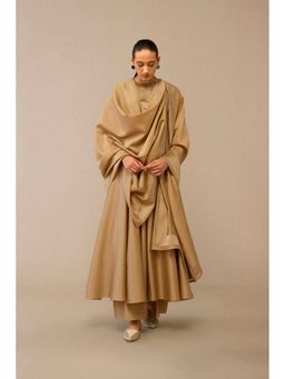 AMPM - Dilana Beige Anarkali Kurta with Palazzo and Dupatta