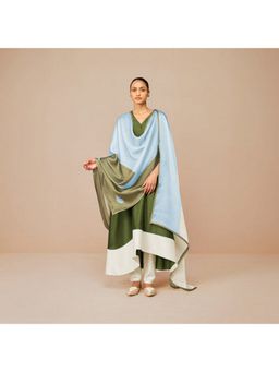 AMPM - Tasia Olive Anarkali Kurta with Pant and Dupatta