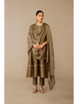 AMPM - Erisha Taupe Anarkali Kurta with Pant and Dupatta