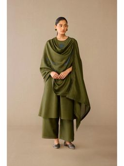 AMPM - Samreen Olive Anarkali Kurta with Palazzo and Dupatta