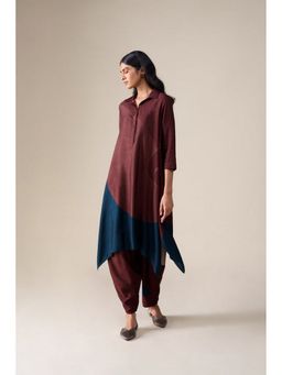 AMPM - Ohad Maroon Kurta with Dhoti