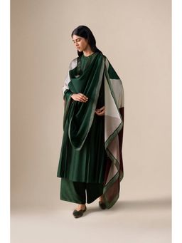 AMPM - Shiloh Bottle Green Anarkali Kurta with Palazzo and Dupatta