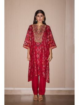 Twenty Nine - Red Floral Silk Kurta and Pant