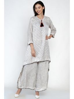 Twenty Nine - White Printed Gajji Silk Bandhej Kurta and Pant