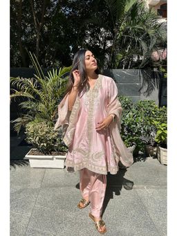 Sheetal Batra - Anisha Sethi Fajr - Blush Pink Short Anarkali Kurta With Churidar And Dupatta