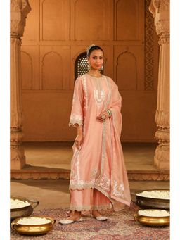 Sheetal Batra - Yasna - Off Rose Long Kurta With Palazzo And Dupatta