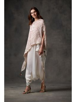 Twenty Nine - Off-White Bandhani Asymmetrical Round Cape