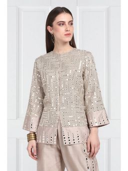 Twenty Nine - Taupe A-Line Mirror Work Jacket