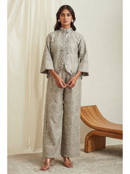 Twenty Nine - Grey Embroidered Georgette Jacket with Palazzo