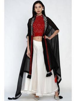 Twenty Nine - Organza Resham And Mirror Work Embellished Cape