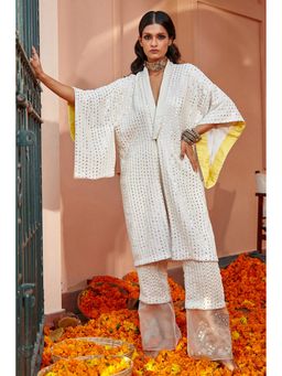 Twenty Nine - White Embroidered Georgette Jacket and Pant