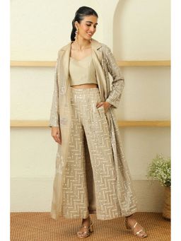 Twenty Nine - Mirror Work Cherry Blossom Notch Collar Long Jacket