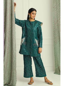 Twenty Nine - Green Embroidered Georgette Jacket and Pant
