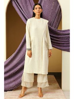 Twenty Nine - White Embroidered Georgette Jacket and Pant