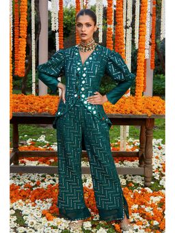 Twenty Nine - Mirror Work Fitted Zip Sleeves Jacket