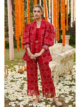 Twenty Nine - Red Embroidered Georgette Jacket and Pant