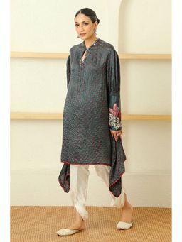 Twenty Nine - Green Embroidered Gajji Silk Bandhej Kurta with Dhoti