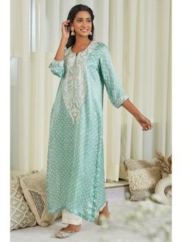 Twenty Nine - Blue Embroidered Gajji Silk Bandhej Kurta and Pant