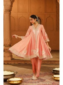 Sheetal Batra - Fajr - Off Rose Short Anarkali Kurta With Churidar And Dupatta