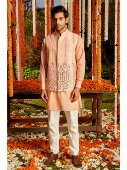 Twenty Nine - Peach Geometrical Mirror Work Jacket