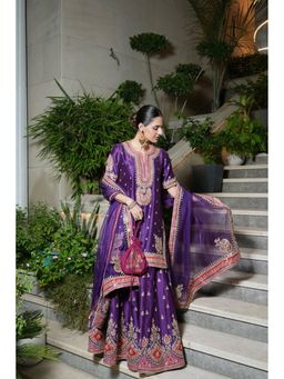 Sheetal Batra - Shruti Juneja In Areesha - Deep Purple Short Kurta With Sharara And Dupatta