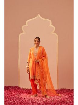 Sheetal Batra - Aaima- Tangerine Orange Kurta With Salwar And Dupatta