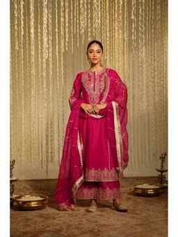 Sheetal Batra - Guntas Sethi In Mahika - Hot Pink Long Kurta With Palazzo And Dupatta