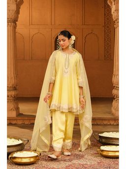 Sheetal Batra - Faria - Lemon Yellow Short Anarkali Kurta With Churidar And Dupatta