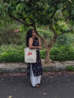 EcoRight - White Purrfect Canvas Tote Bag with Zip