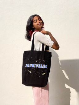 EcoRight - Black Youniverse Canvas Tote Bag with Zip