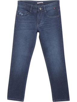 Cantabil - Boy's Mid Rise Dark Blue Solid Casual Jeans