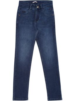 Cantabil - Boy's Mid Rise Dark Blue Solid Casual Jeans