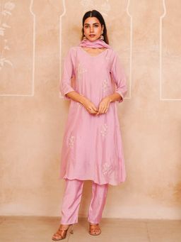 GULABI DORI - Blush Pink Handwork Kurta and Pant with Dupatta