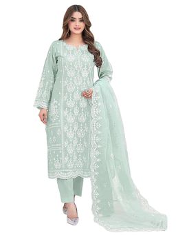 UDAY ENTERPRISE - Women Maroon Georgette Embroidered Kurta with Trouser and Dupatta