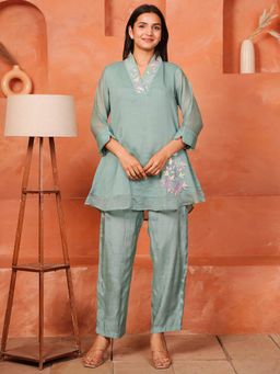 GULABI DORI - Sea Green Handwork Co-Ord Set